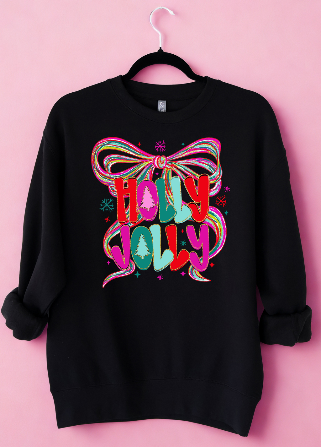 Holly Jolly Black Fleece Sweatshirt