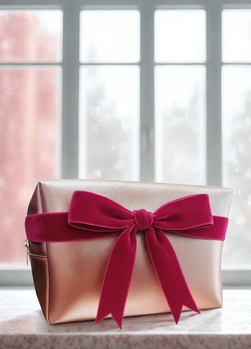 Set of 3 Rose Gold Cosmetic Bags