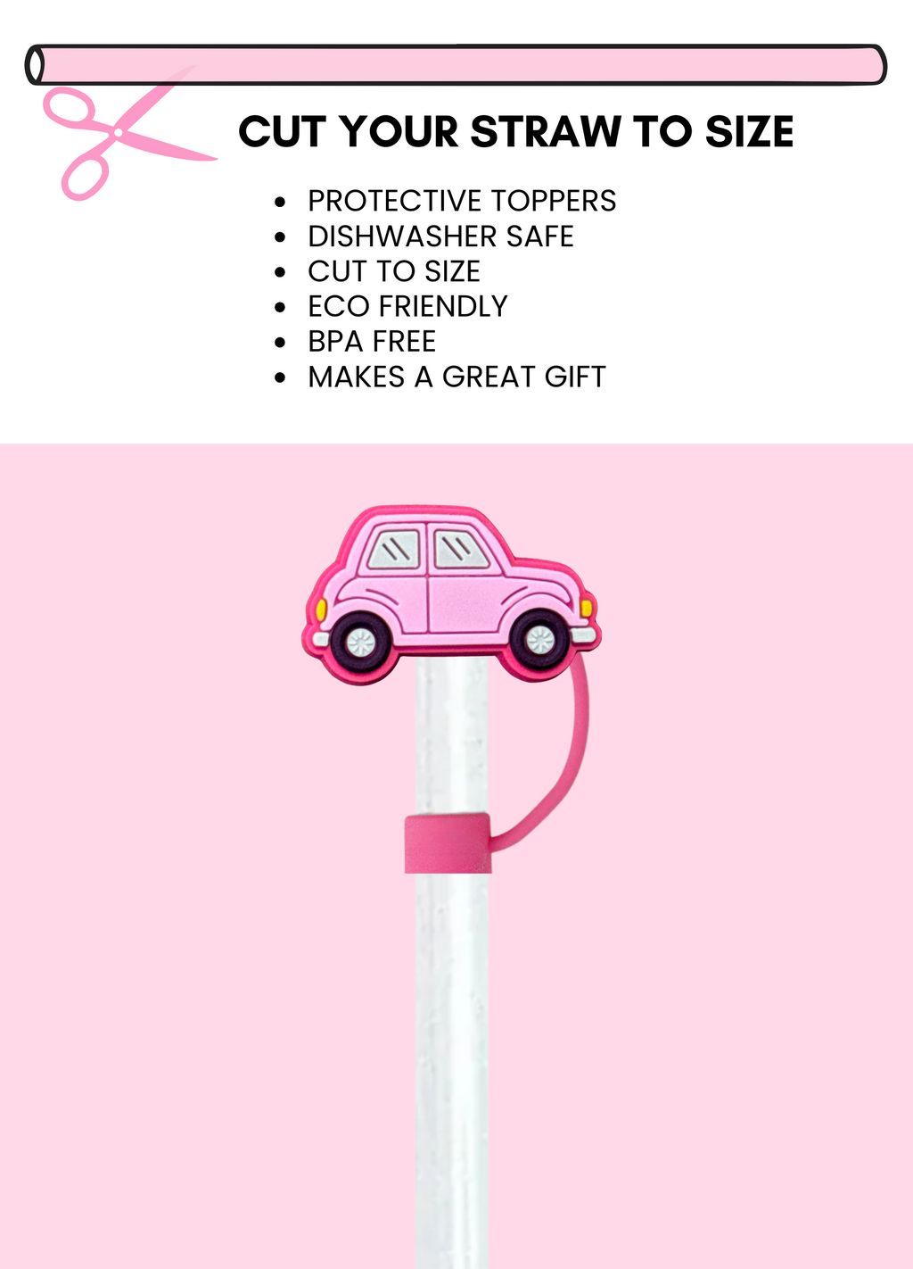 Pink Car Straw Topper
