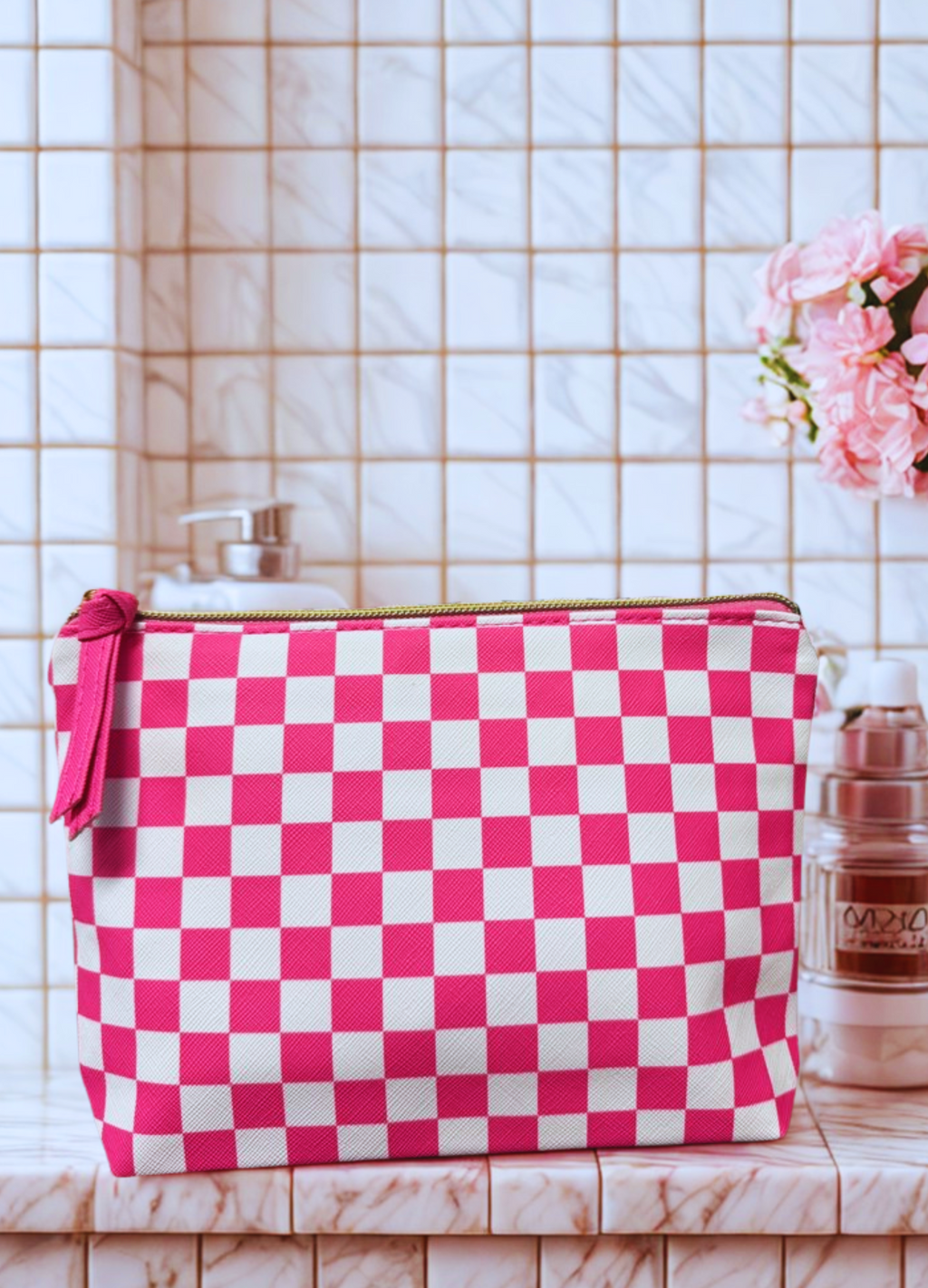 Set of 10 Checkered Zipper Bags