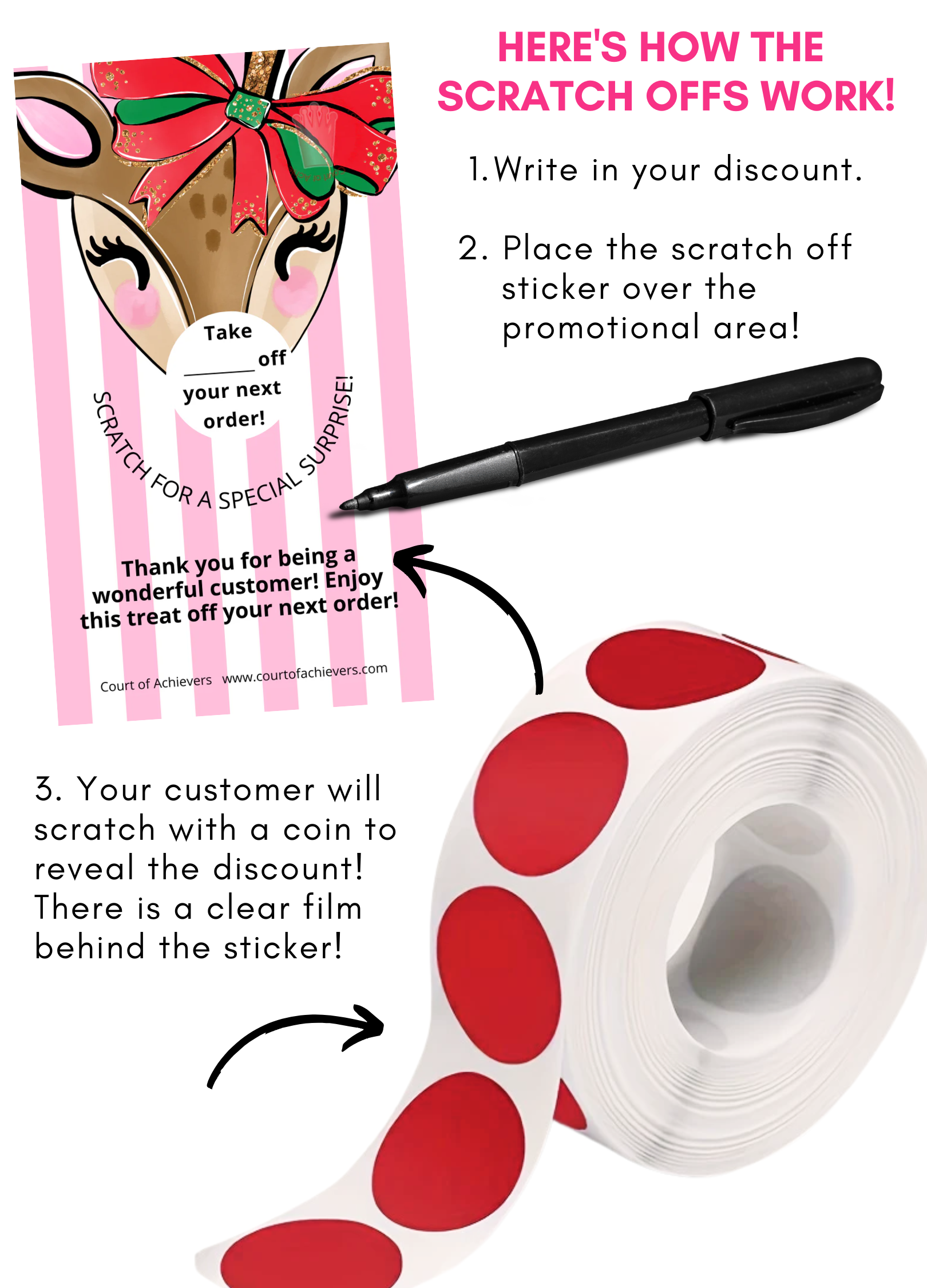 Lady Rudolph Scratch Off Cards – Court of Achievers