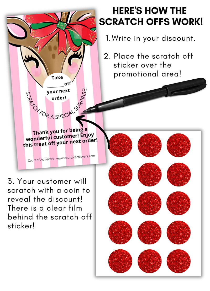 Lady Rudolph Scratch Off Cards – Court of Achievers