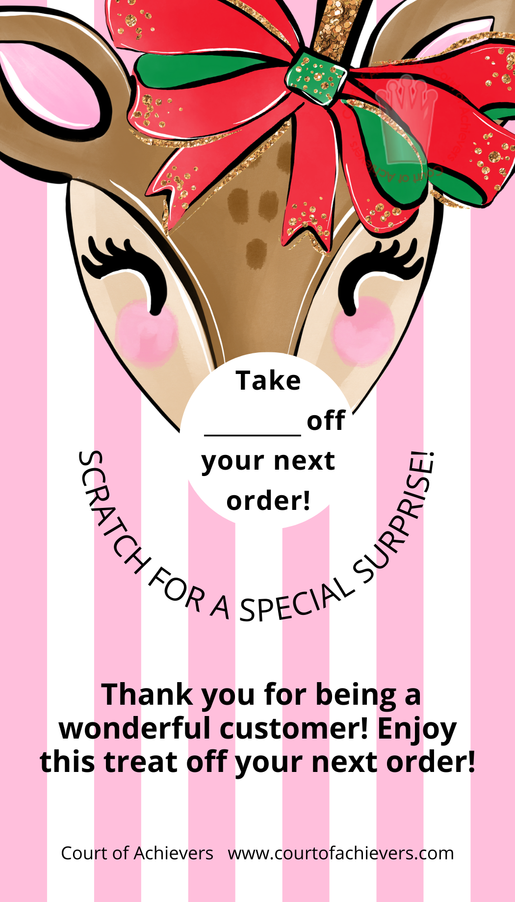 Lady Rudolph Scratch Off Cards – Court of Achievers