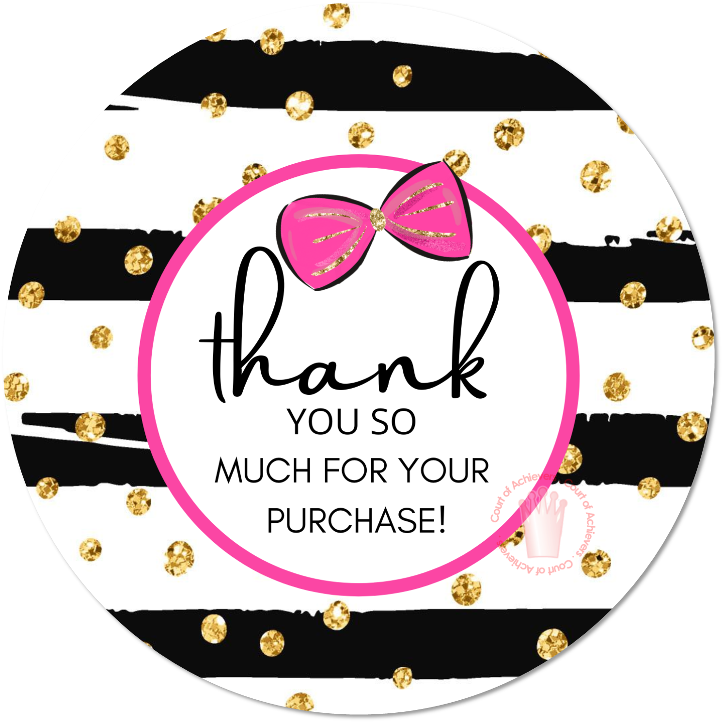 Pink Bow Thank You Sticker – Court of Achievers