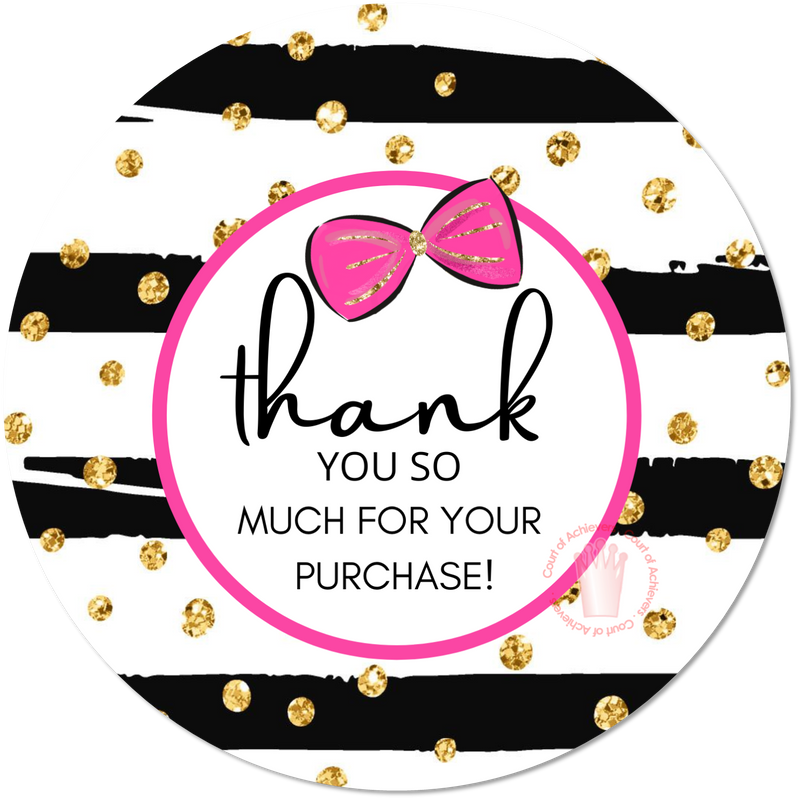 Pink Bow Thank You Sticker