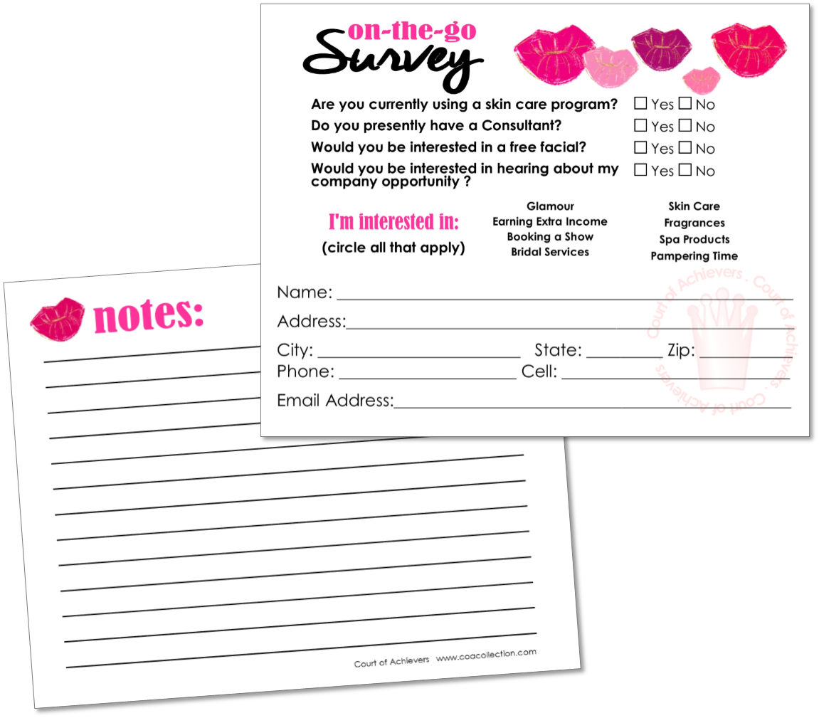 Survey Card – Court of Achievers